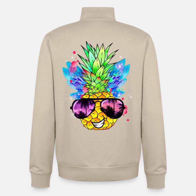 Art de l’ananas - Sweat zippé unisexe en coton bio Stanley/Stella - beige crème