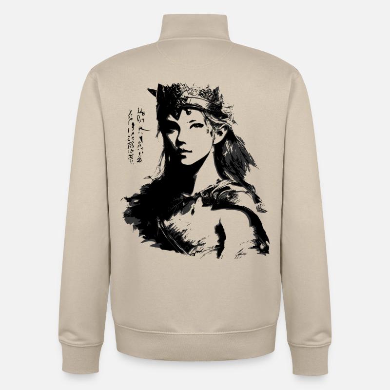 Princesse guerrière japonaise - Sweat zippé unisexe en coton bio Stanley/Stella - beige crème