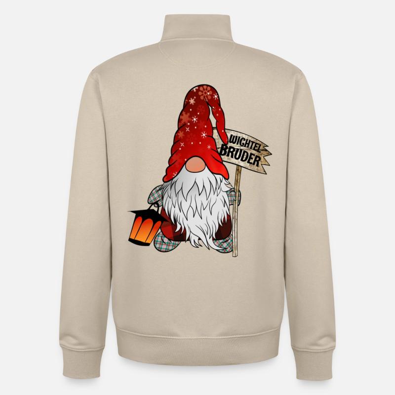 Frère lutin de Noël - Sweat zippé unisexe en coton bio Stanley/Stella - beige crème