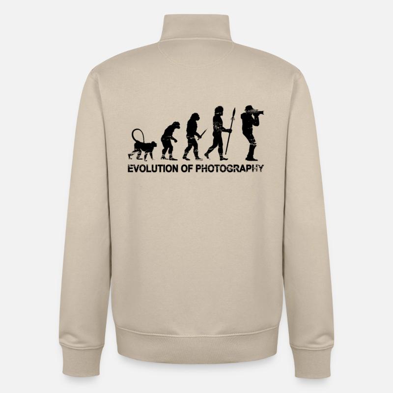 Évolution de la photographie - Sweat zippé unisexe en coton bio Stanley/Stella - beige crème