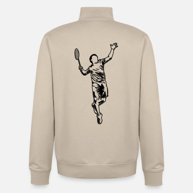 Drôle de joueur de badminton - Sweat zippé unisexe en coton bio Stanley/Stella - beige crème