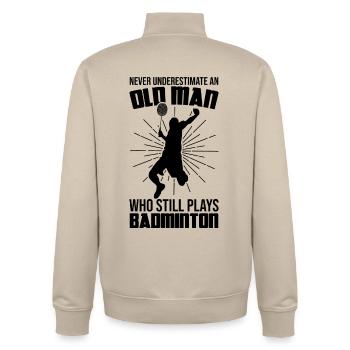 Alter Badmintonspieler - Unisex Organic Zip Sweatshirt von Stanley/Stella - Cremebeige - Hinten - AI Model Male 185 dark (185cm)
