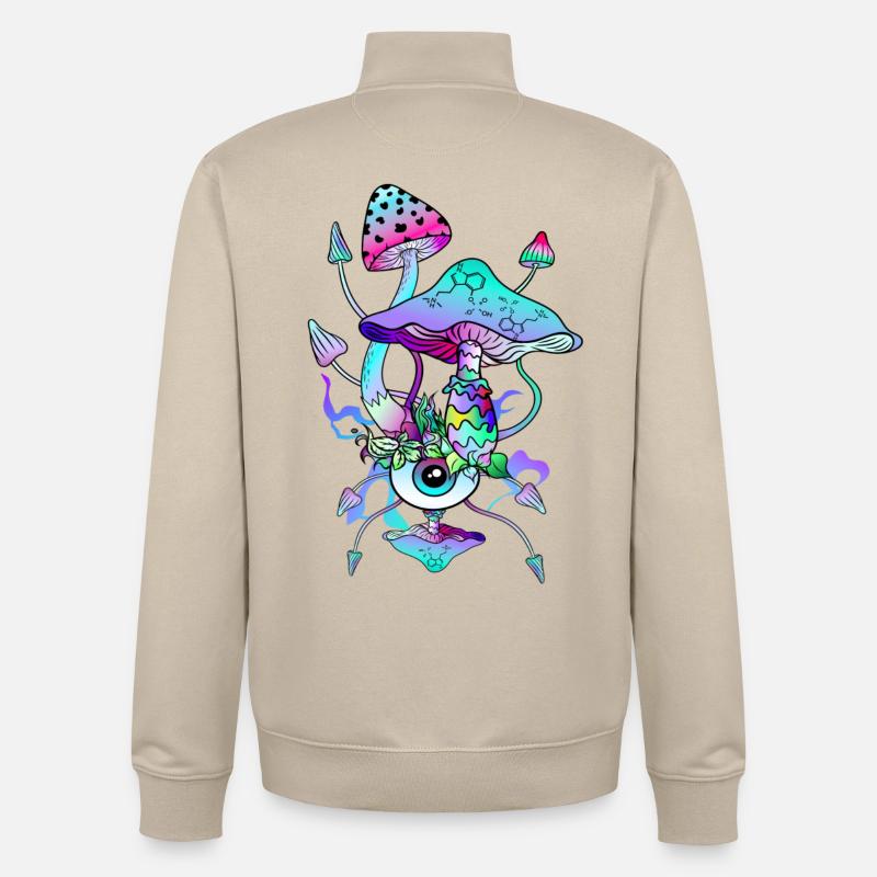 Psytrance Psychedelische Pilze - Unisex Organic Zip Sweatshirt von Stanley/Stella - Cremebeige