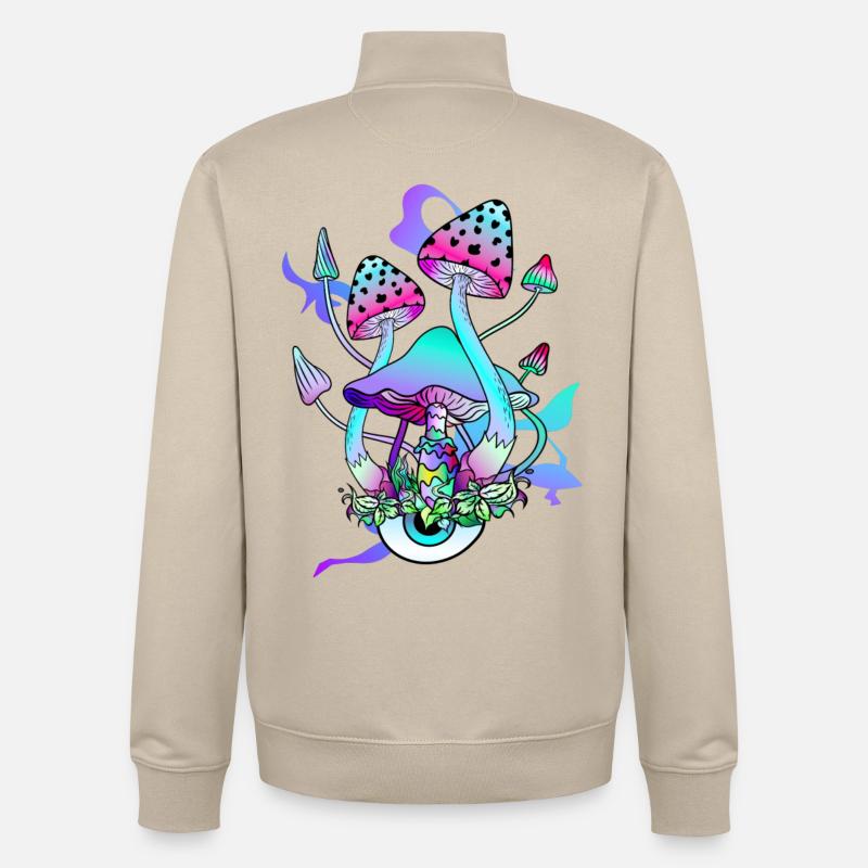Trippy Hippie Champignon Psychédélique - Sweat zippé unisexe en coton bio Stanley/Stella - beige crème