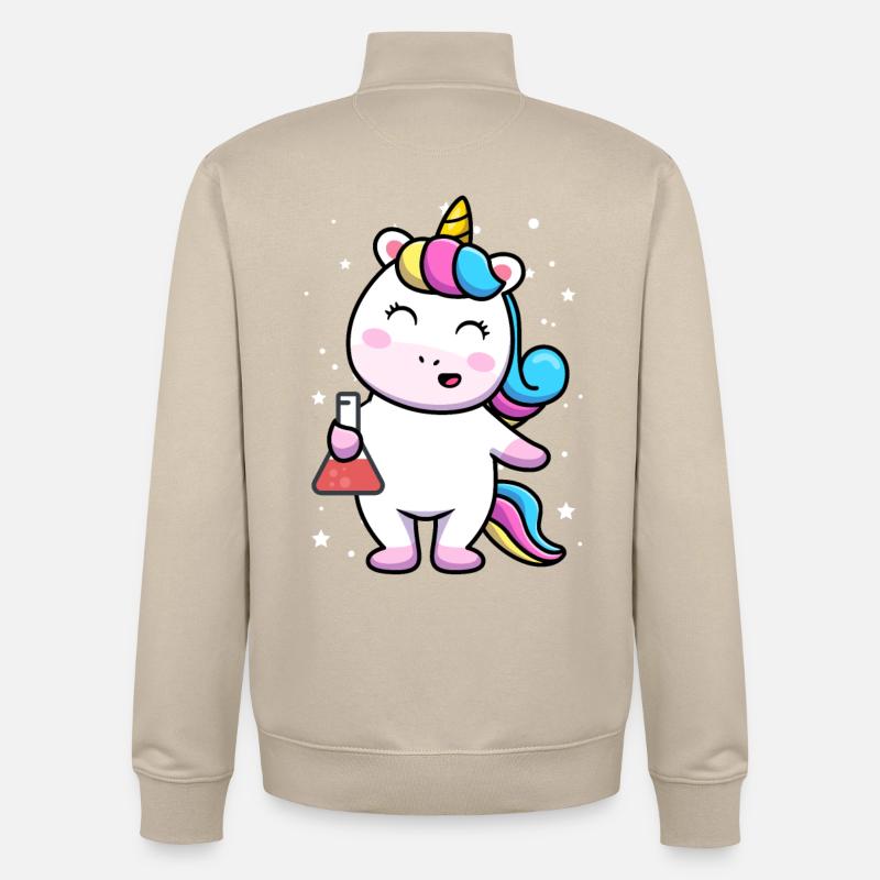 Kawaii Unicorn Science Kids – Mignon Einhorn - Sweat zippé unisexe en coton bio Stanley/Stella - beige crème