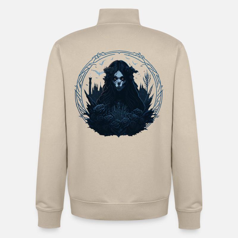 Skull Goth Girl - Sweat zippé unisexe en coton bio Stanley/Stella - beige crème
