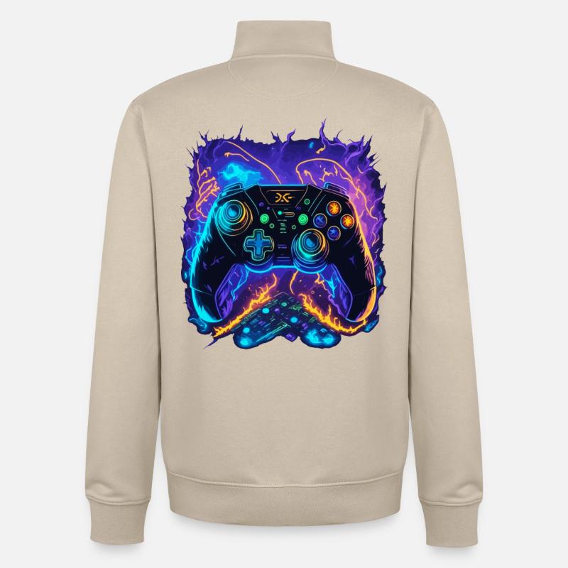 Powerful Gaming Controller Art - Unisex Organic Zip Sweatshirt von Stanley/Stella - Cremebeige