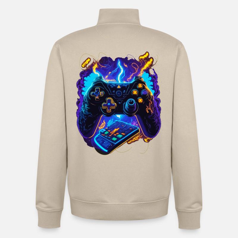 Cyber Gaming Controller - Unisex Organic Zip Sweatshirt by Stanley/Stella - desert dust