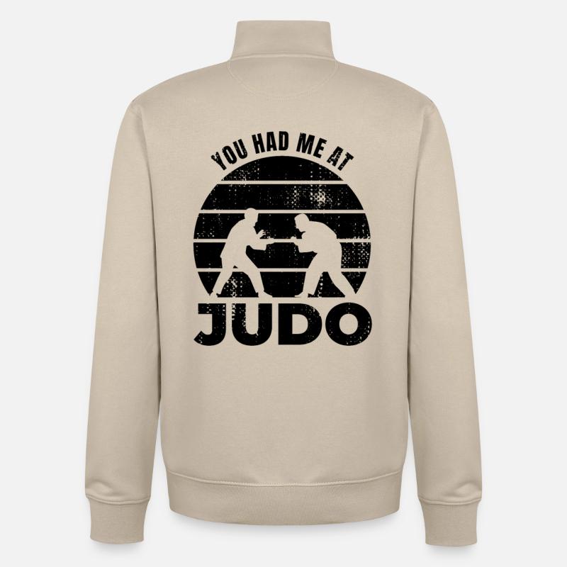 Drôle de citation de judoka - Sweat zippé unisexe en coton bio Stanley/Stella - beige crème