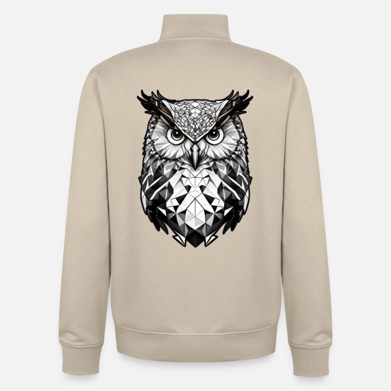 Geometrischer Eulenkopf schwarz weiss - Unisex Organic Zip Sweatshirt von Stanley/Stella - Cremebeige