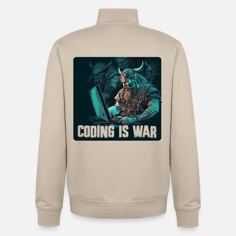 Programmation Vikings - Sweat zippé unisexe en coton bio Stanley/Stella - beige crème