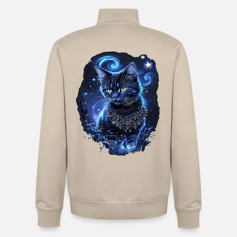 Chat noir enchanteur - Sweat zippé unisexe en coton bio Stanley/Stella - beige crème