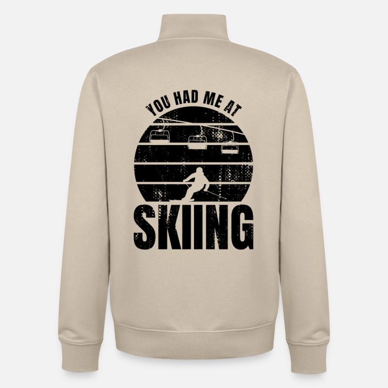 Drôle de slogan de ski - Sweat zippé unisexe en coton bio Stanley/Stella - beige crème
