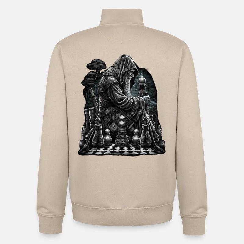 Maître d’échecs dans le jeu - Sweat zippé unisexe en coton bio Stanley/Stella - beige crème