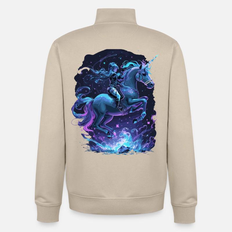 Mystisches Einhorn mit Reiterin - Unisex Organic Zip Sweatshirt von Stanley/Stella - Cremebeige