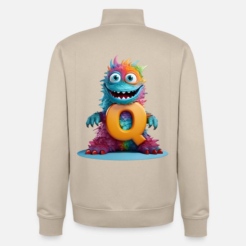 Regenbogenmonster mit Q - Unisex Organic Zip Sweatshirt von Stanley/Stella - Cremebeige