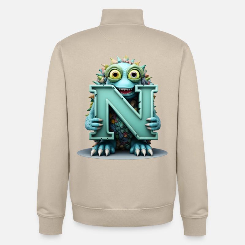 N Bunt mit Monster gewebt - Unisex Organic Zip Sweatshirt von Stanley/Stella - Cremebeige