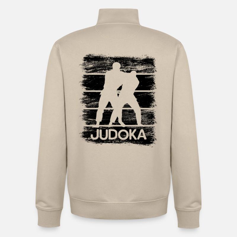Drôle de dessin de judoka - Sweat zippé unisexe en coton bio Stanley/Stella - beige crème