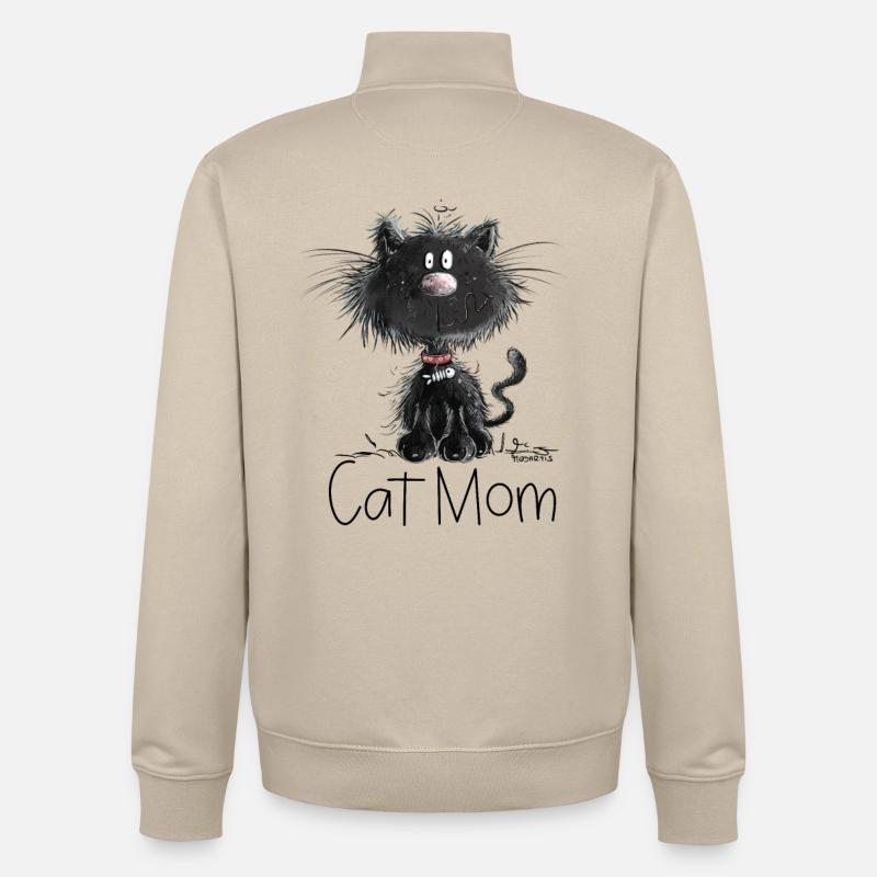 Drôle de chat noir avec des chats maman disant - Sweat zippé unisexe en coton bio Stanley/Stella - beige crème