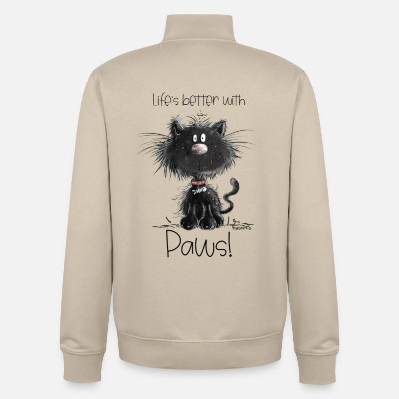 Droll chat noir avec des chats disant - Sweat zippé unisexe en coton bio Stanley/Stella - beige crème