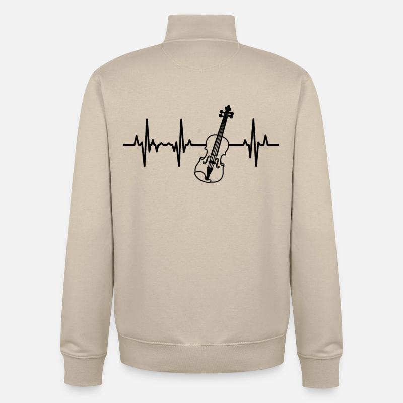 Violon ECG Palpitations cardiaques - Sweat zippé unisexe en coton bio Stanley/Stella - beige crème
