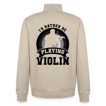 Violinist Saying - Unisex Organic Zip Sweatshirt by Stanley/Stella - desert dust - Back - AI Model Male 185 dark (185cm)