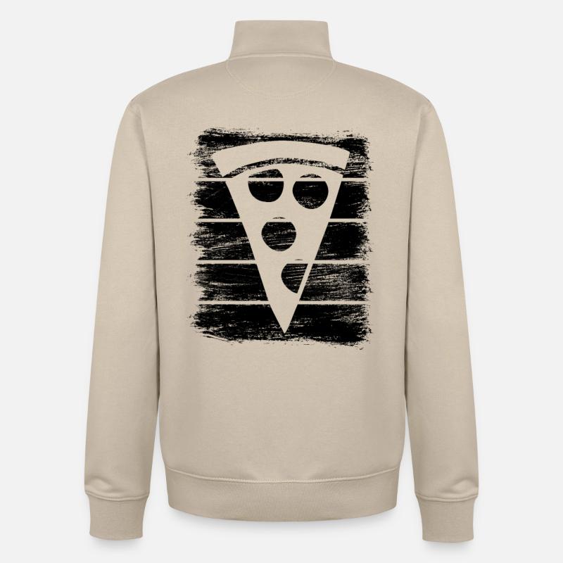 Croquis de tranche de pizza - Sweat zippé unisexe en coton bio Stanley/Stella - beige crème