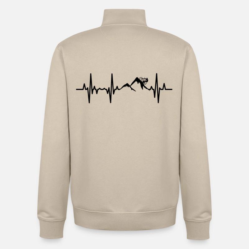 Mountain biker palpitations ECG - Unisex Organic Zip Sweatshirt by Stanley/Stella - desert dust
