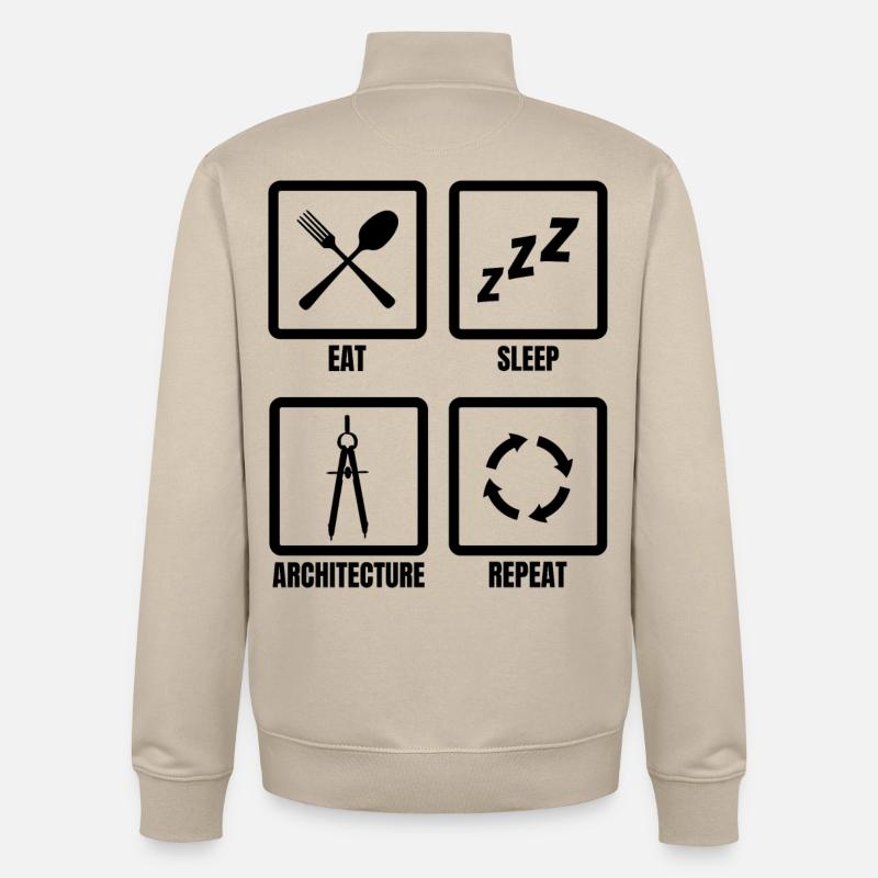 Manger Sommeil Architecture Répéter - Sweat zippé unisexe en coton bio Stanley/Stella - beige crème