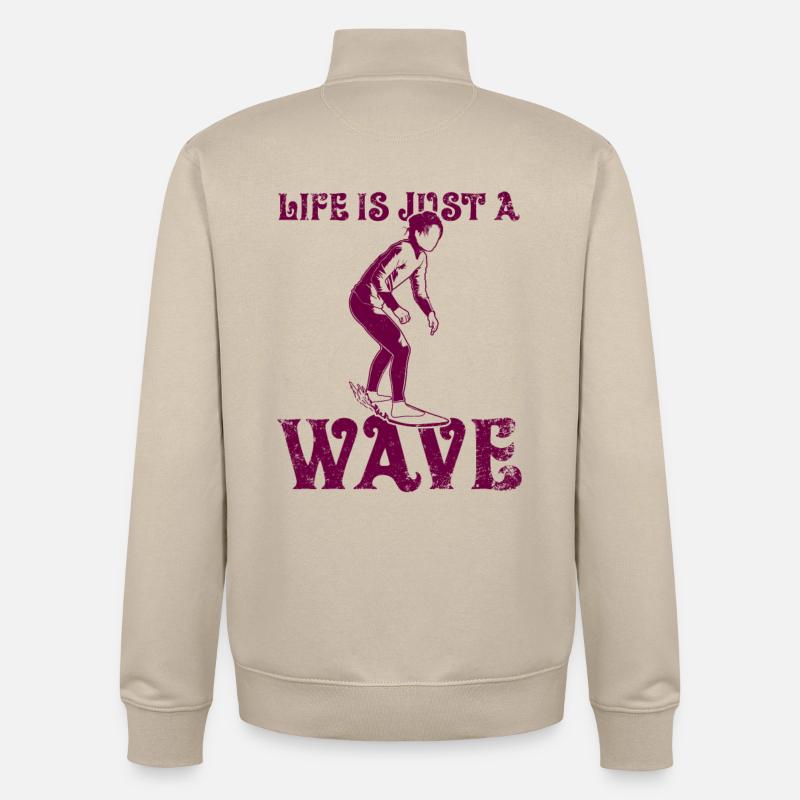 La vie n’est qu’une vague - Sweat zippé unisexe en coton bio Stanley/Stella - beige crème