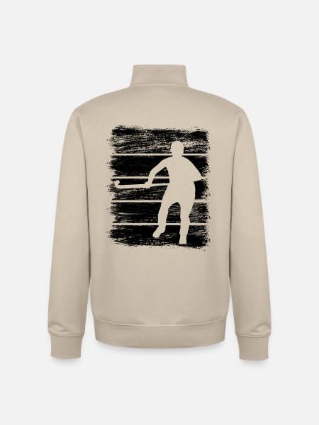Hockey Player Drawing - Unisex Organic Zip Sweatshirt by Stanley/Stella - desert dust