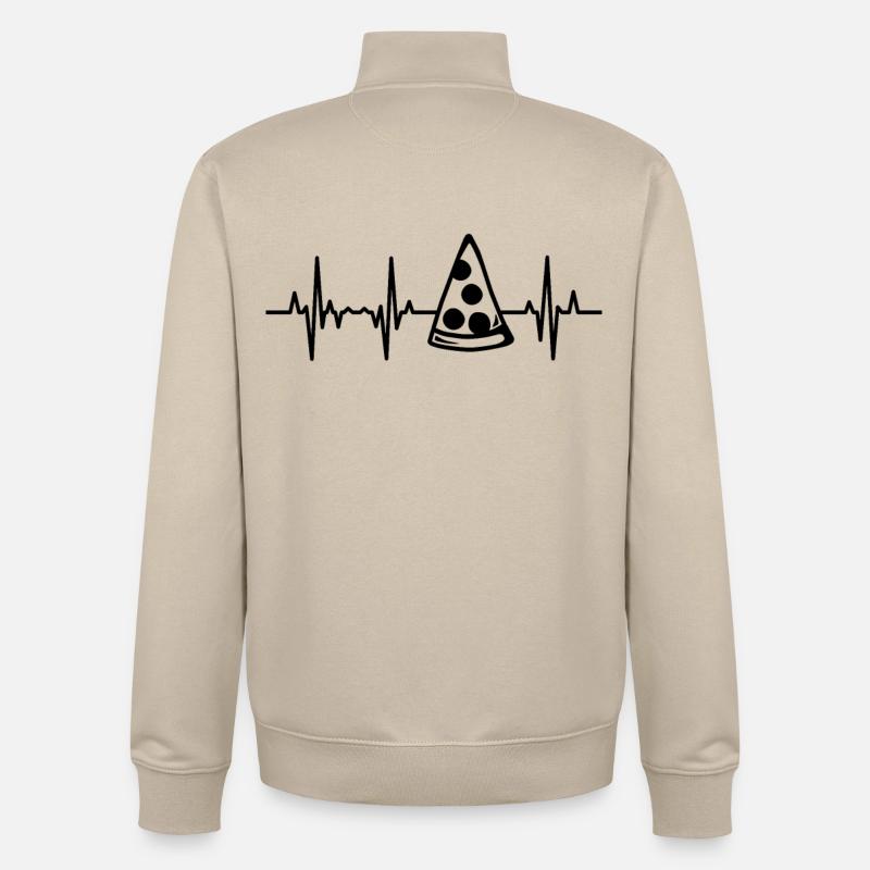 Pizza Pulse - Sweat zippé unisexe en coton bio Stanley/Stella - beige crème