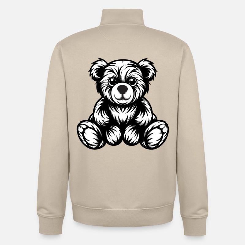 Mignon Monochrome Teddy Bear Design - Sweat zippé unisexe en coton bio Stanley/Stella - beige crème