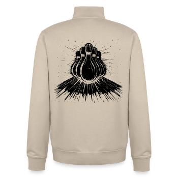 Bowling Sketch - Unisex Organic Zip Sweatshirt by Stanley/Stella - desert dust - Back - AI Model Male 185 dark (185cm)