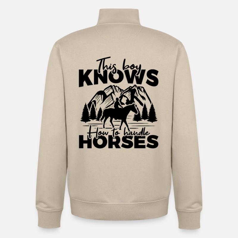Drôle de garçon de cheval - Sweat zippé unisexe en coton bio Stanley/Stella - beige crème