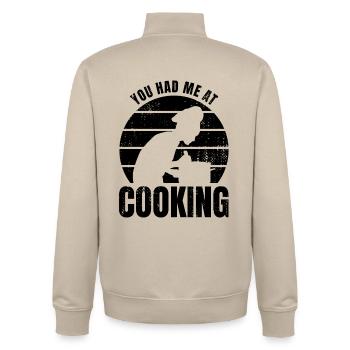 Dicton culinaire - Sweat zippé unisexe en coton bio Stanley/Stella - beige crème - Dos - AI Model Male 185 dark (185cm)