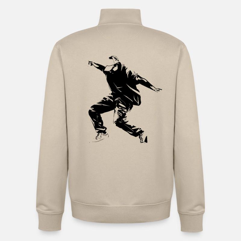 Graphismes de breakdance - Sweat zippé unisexe en coton bio Stanley/Stella - beige crème
