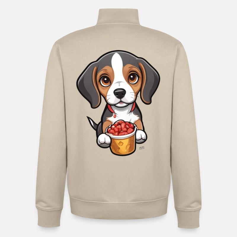 Petit chiot beagle - Sweat zippé unisexe en coton bio Stanley/Stella - beige crème
