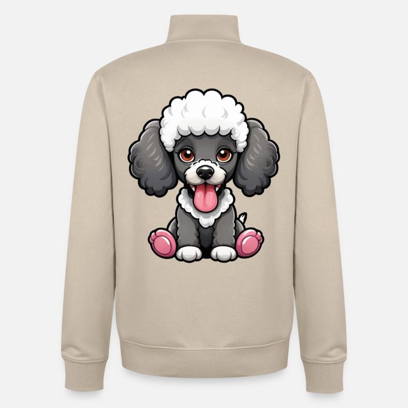 Doux caniche N&B - Sweat zippé unisexe en coton bio Stanley/Stella - beige crème