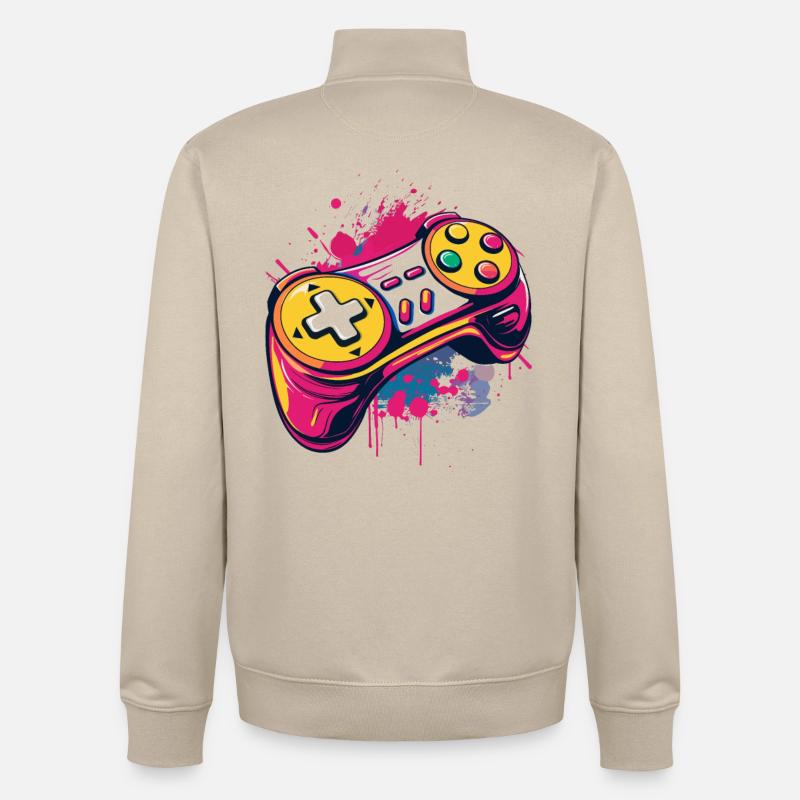 Gaming Controllers - Unisex Organic Zip Sweatshirt by Stanley/Stella - desert dust