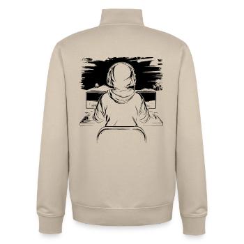 Croquis du joueur - Sweat zippé unisexe en coton bio Stanley/Stella - beige crème - Dos - AI Model Male 185 dark (185cm)