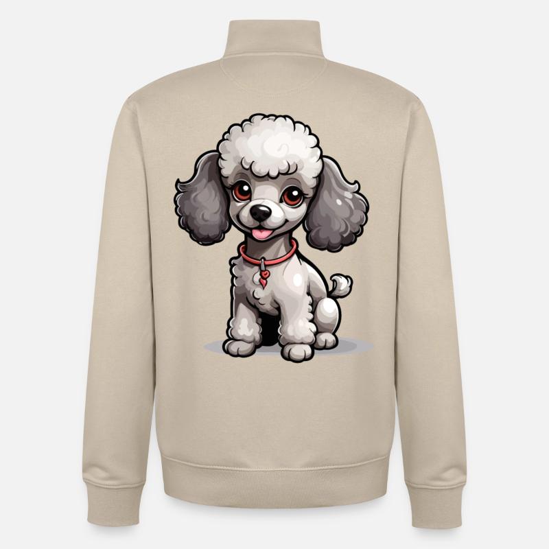 Grauer Pudel mit Halsband - Unisex Organic Zip Sweatshirt von Stanley/Stella - Cremebeige