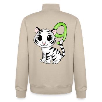 9th Birthday Motif Tiger - 9 Years - Unisex Organic Zip Sweatshirt by Stanley/Stella - desert dust - Back - AI Model Male 185 dark (185cm)