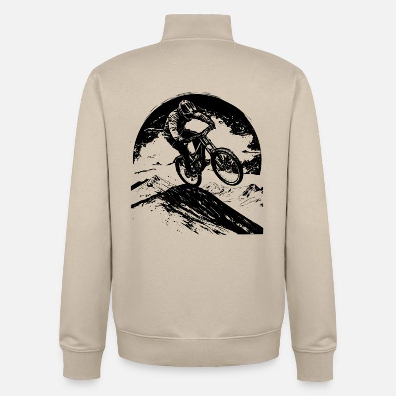 Graphismes de VTT - Sweat zippé unisexe en coton bio Stanley/Stella - beige crème