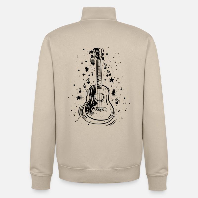 Dessin de ukulélé - Sweat zippé unisexe en coton bio Stanley/Stella - beige crème