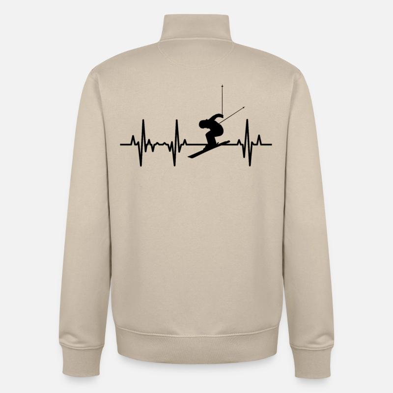 Ligne Skier Heart - Sweat zippé unisexe en coton bio Stanley/Stella - beige crème