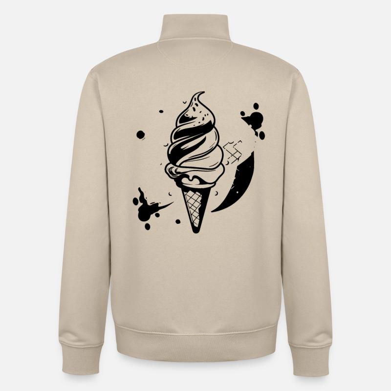 Graphique de crème glacée - Sweat zippé unisexe en coton bio Stanley/Stella - beige crème