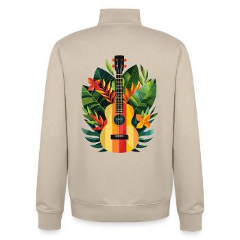 Ukulele Comic Look - Unisex Organic Zip Sweatshirt von Stanley/Stella - Cremebeige - Hinten - AI Model Male 185 dark (185cm)