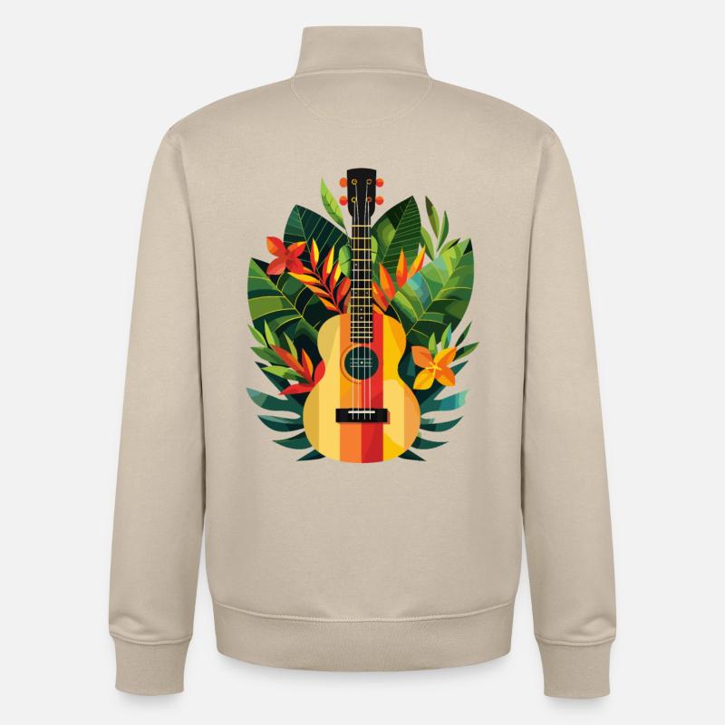 Look de bande dessinée de ukulélé - Sweat zippé unisexe en coton bio Stanley/Stella - beige crème
