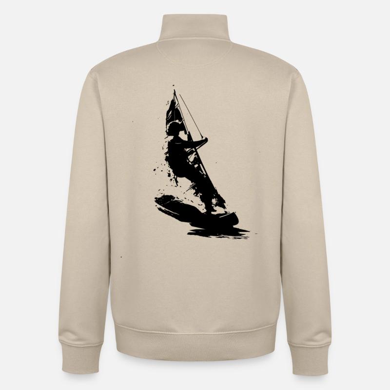 Planche à voile - Sweat zippé unisexe en coton bio Stanley/Stella - beige crème